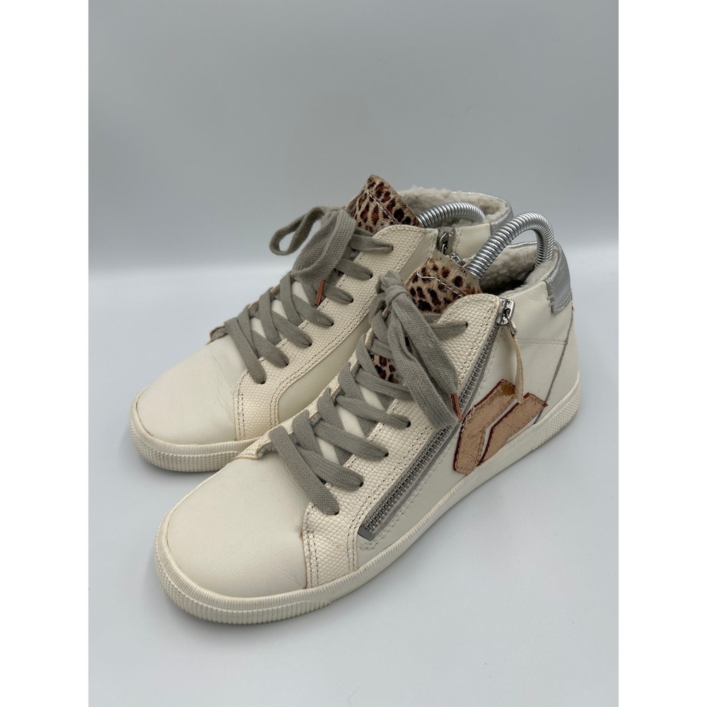 Dolce Vita Zina High Top Sneakers‎ Ivory Leather Leopard Metallic Womens 10 - Picture 8 of 8